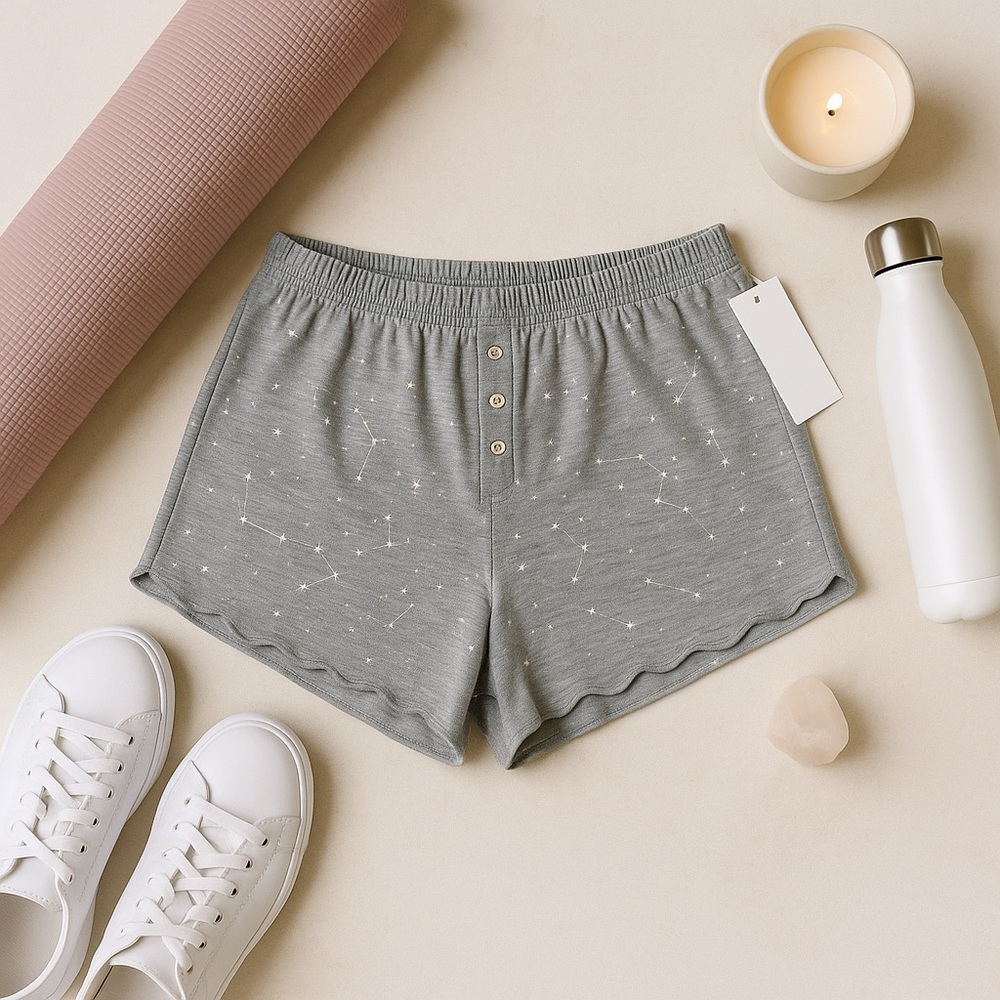 NEW SPIRITUAL GANGSTER constellation short in heather grey zodiac shimmer XS